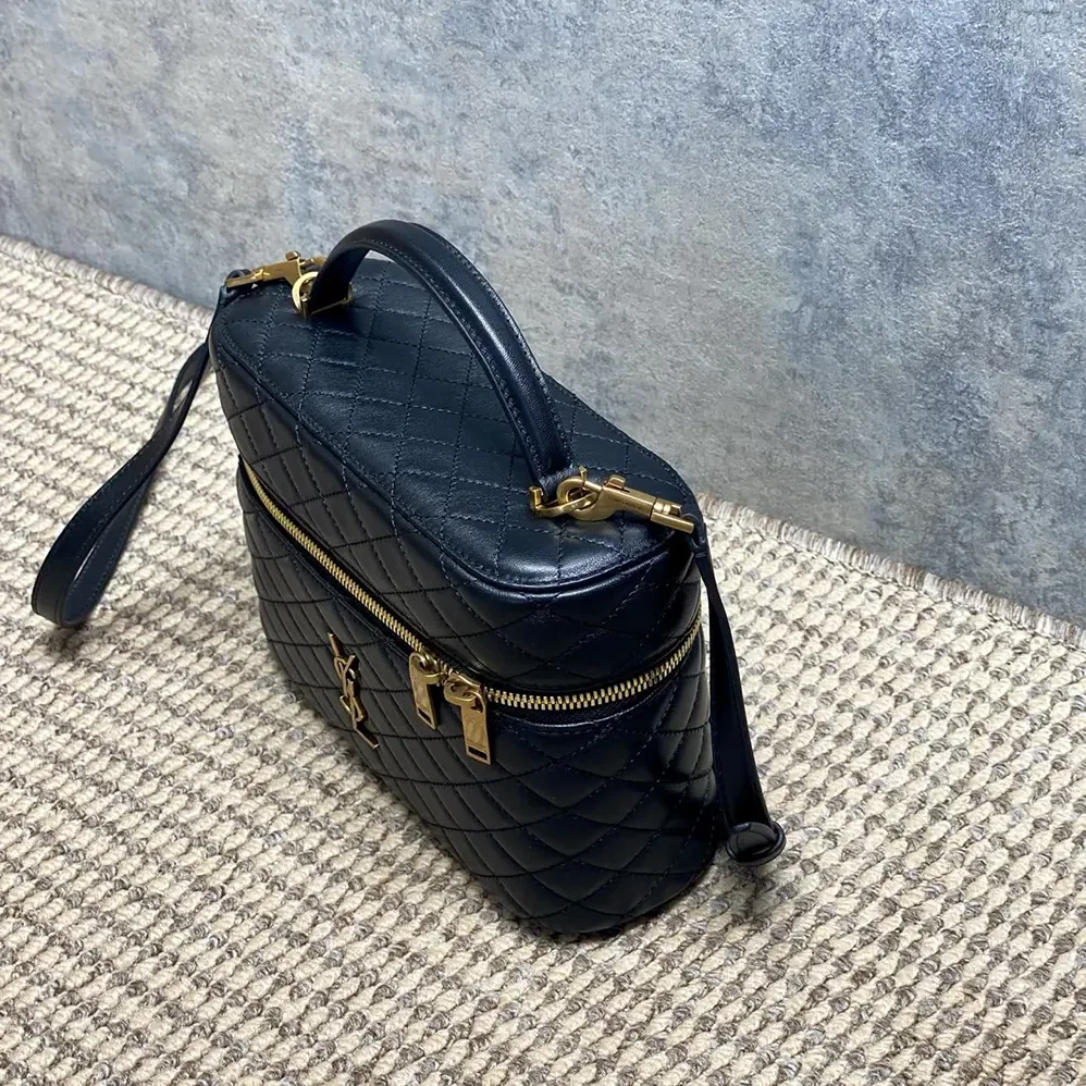 Saint Laurent YSL Gaby Large Vanity Bag In Lambskin for Women in Black Saint Laurent YSL Gaby Large Vanity Bag In Lambskin for Women in Black