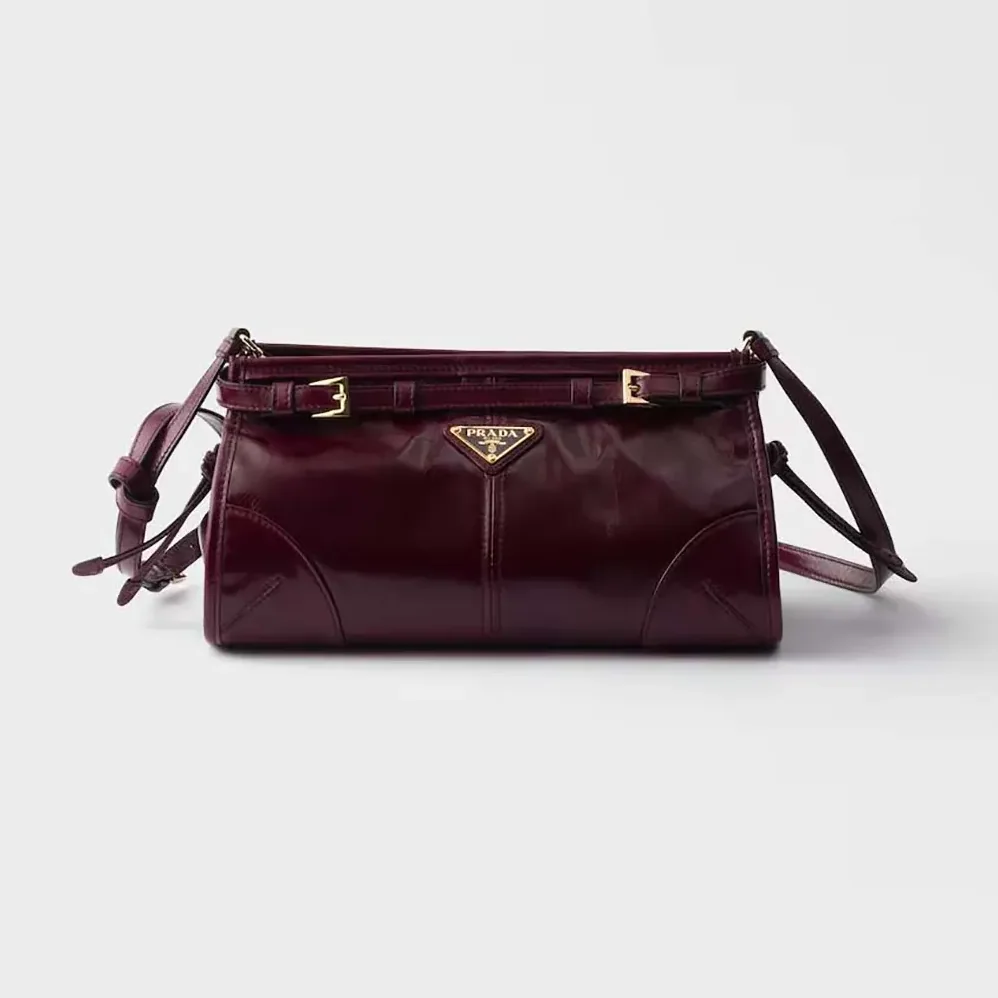 Prada Bonnie Small Leather Shoulder Bag for Women in Maroon Prada Bonnie Small Leather Shoulder Bag for Women in Maroon