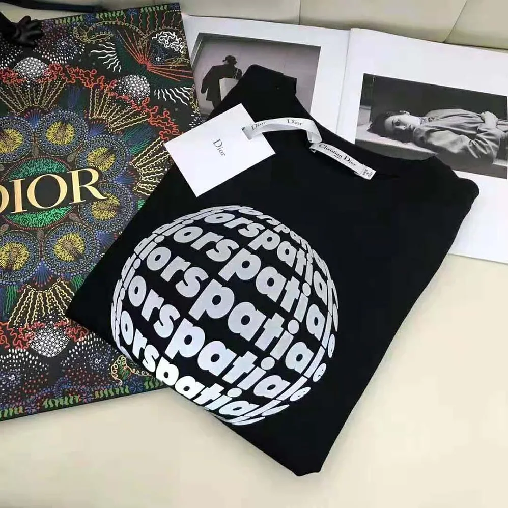 Dior Dior Spatial T-shirt Black Cotton Jersey and Linen for Men