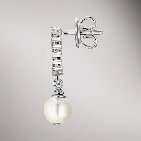 Gucci Crystal And Pearl Earrings Palladium Hardware A0009F J9740 8524 Gucci Crystal And Pearl Earrings Palladium Hardware A0009F J9740 8524