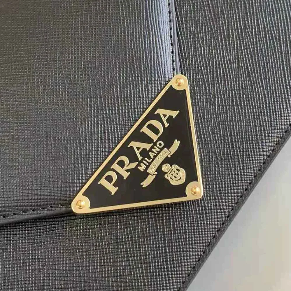 Prada Saffiano Leather Shoulder Bag for Women in Black Prada Saffiano Leather Shoulder Bag for Women in Black