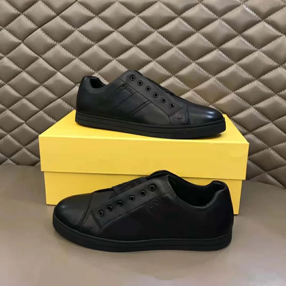 Fendi Sneakers Black Leather Slip for Men in ons Fendi Sneakers Black Leather Slip for Men in ons
