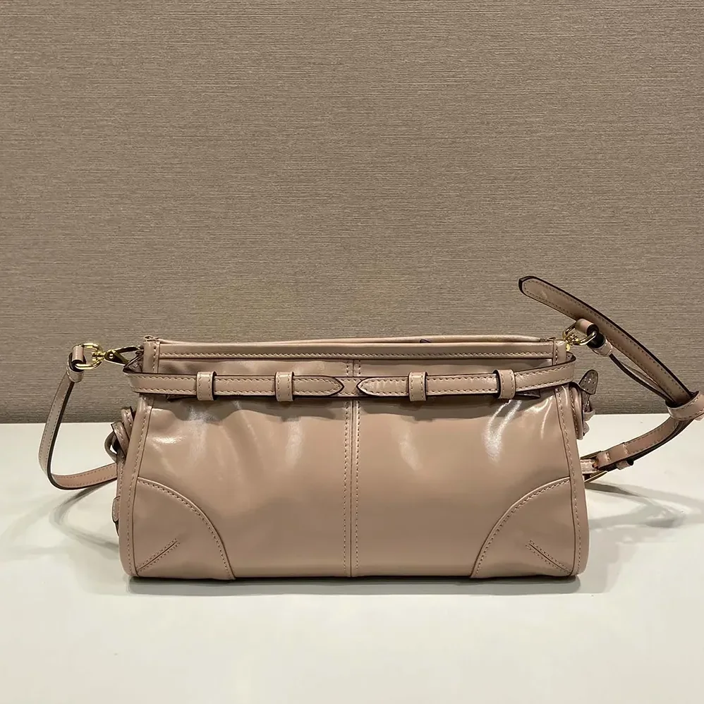 Prada Small Leather Shoulder Bag for Women in Pink