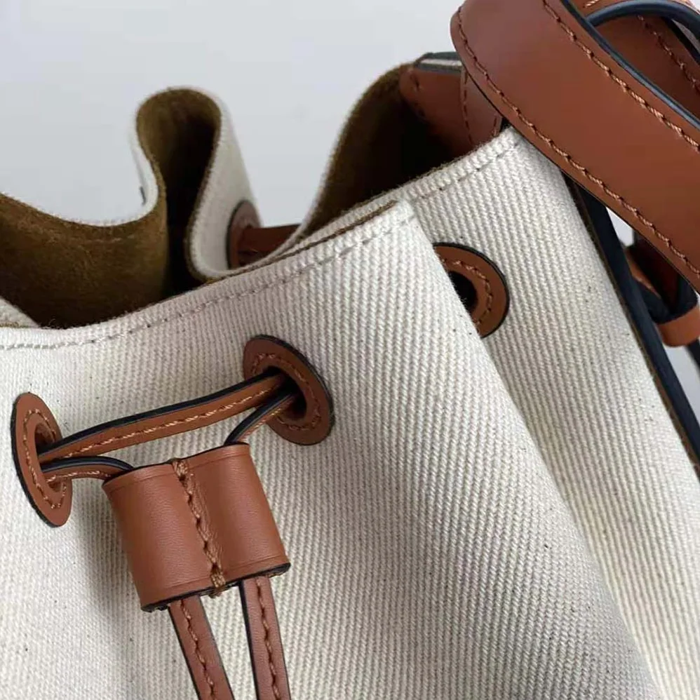 Loewe Balloon Bag in Canvas and Calfskin for Women in Brown