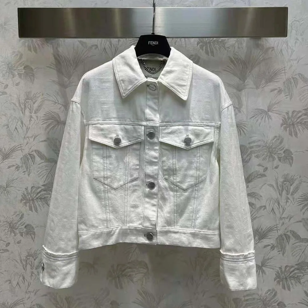 Fendi Blouson White Denim Fendi by Marc Jacobs Jacket for Women