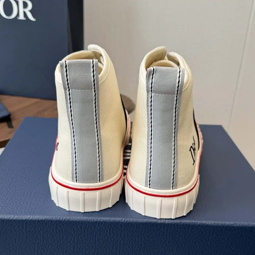 Dior Hooper High-Top Sneaker White Canvas and Navy Blue Suede Calfskin for Unisex Dior Hooper High-Top Sneaker White Canvas and Navy Blue Suede Calfskin for Unisex