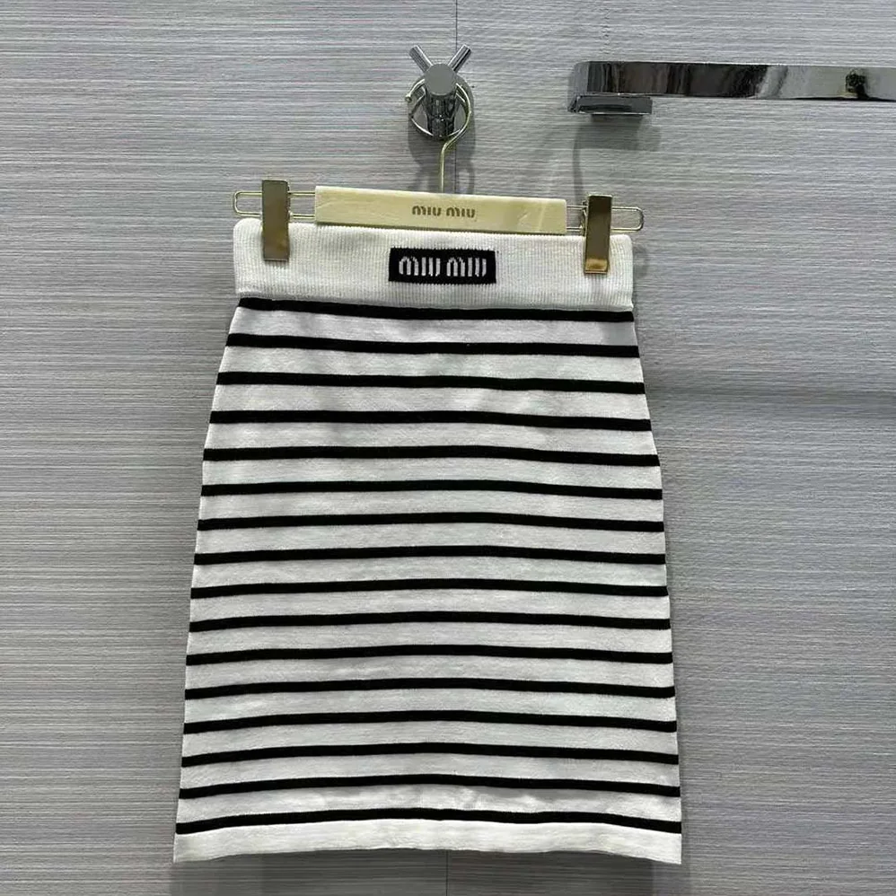Miu Miu Cotton Miniskirt with Intarsia Logo for Women in Black