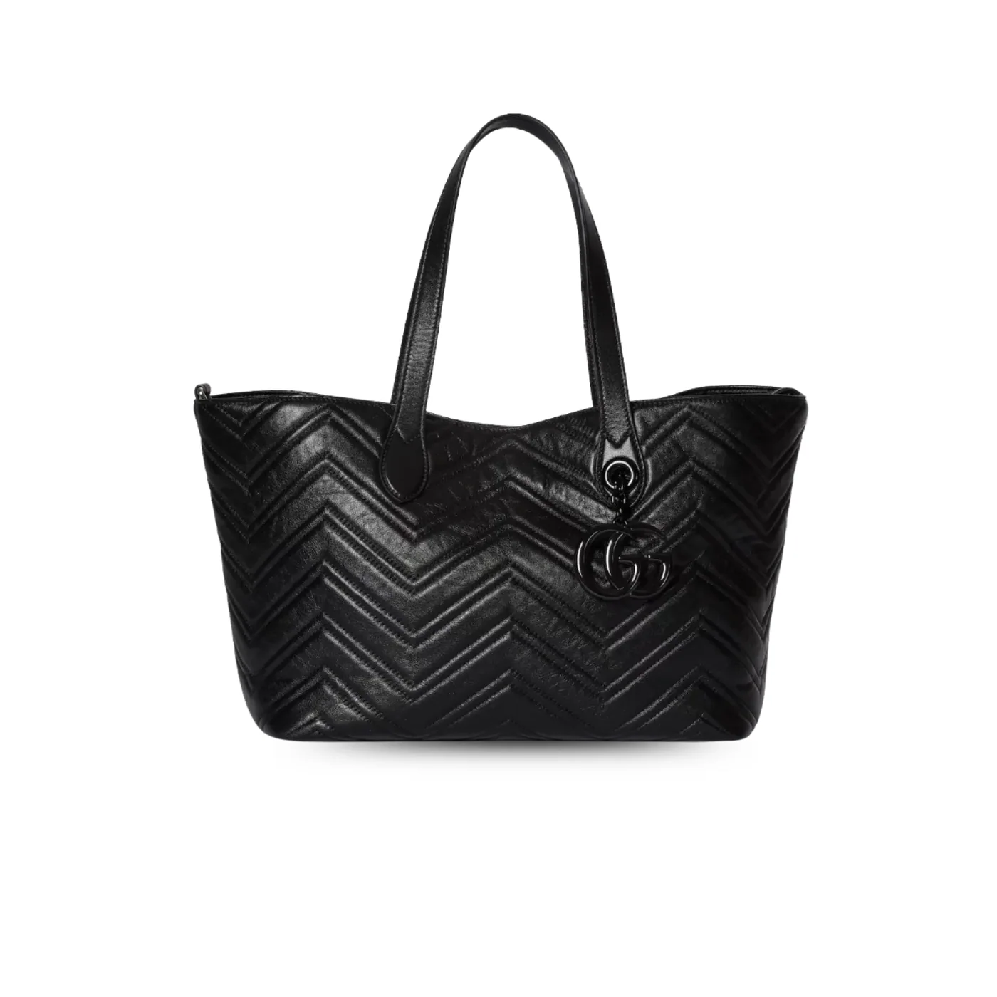 Gucci Marmont Medium Tote Bag in Black Tonal Enameled Hardware