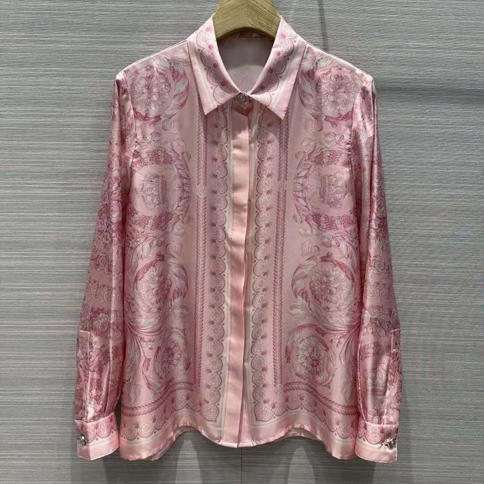 Versace Barocco Silk Shirt for Women in Pink Versace Barocco Silk Shirt for Women in Pink