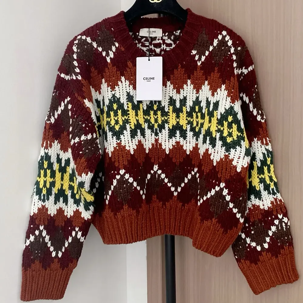 Celine Crewneck Sweater In Fair Isle Wool for Women