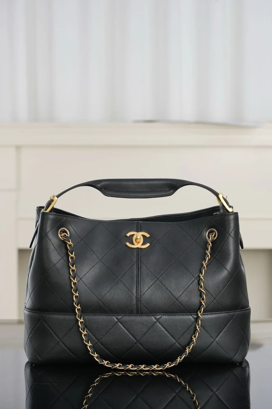 Chanel Shopping Small Tote Bag in Pink Gold Hardware