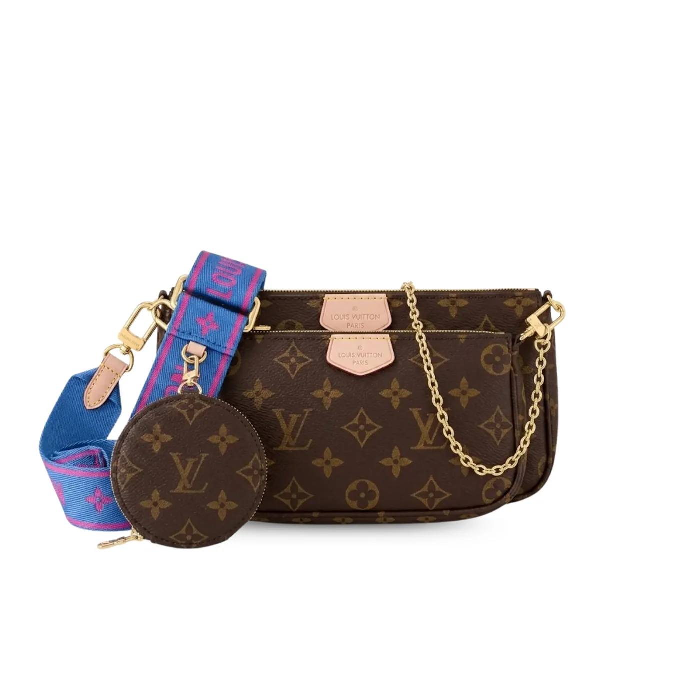 Louis Vuitton Multi Pochette Accessoire Shoulder Bag / Blue Monogram Canvas Gold Hardware Louis Vuitton Multi Pochette Accessoire Shoulder Bag / Blue Monogram Canvas Gold Hardware
