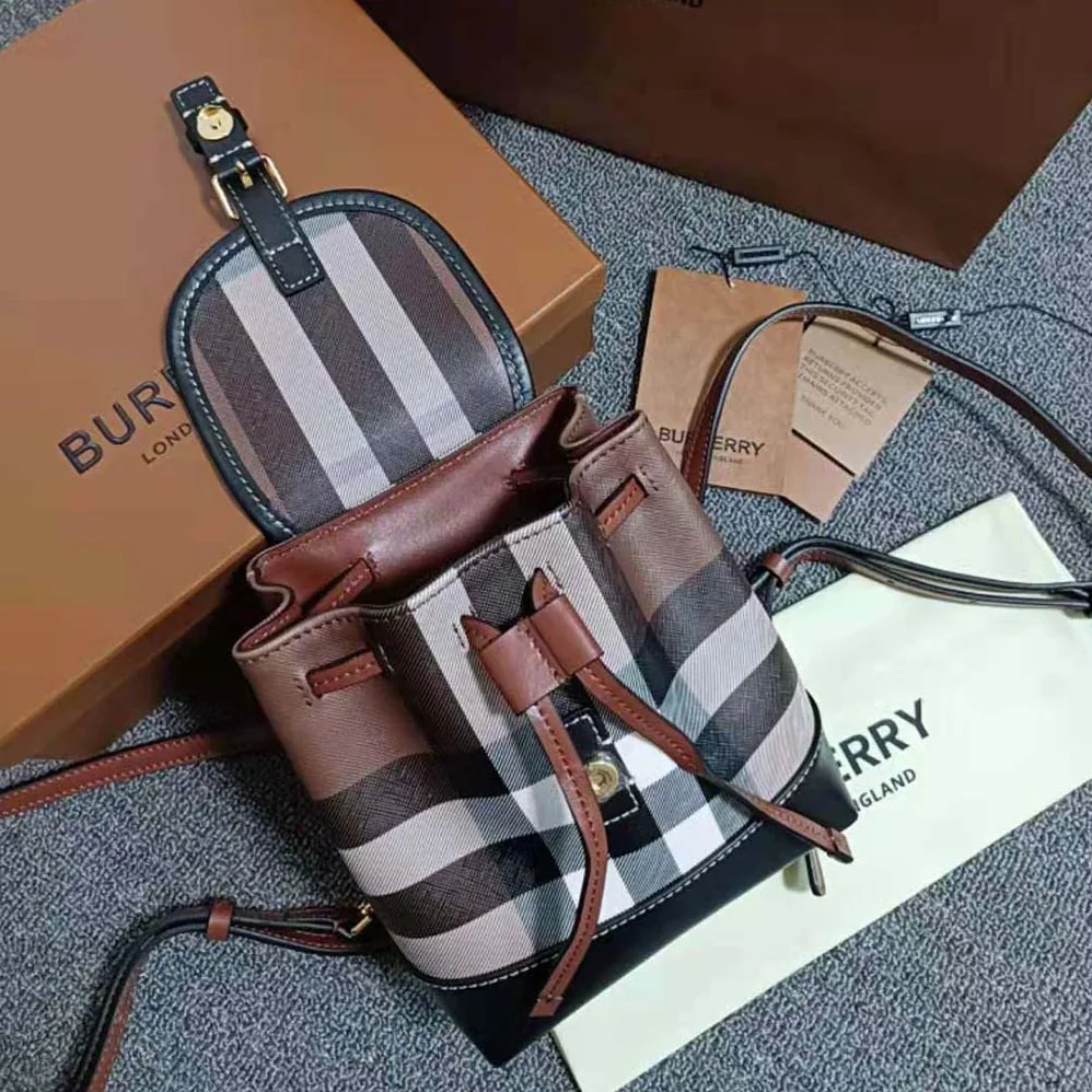 Burberry Check Micro Backpack in Calf Leather for Women Burberry Check Micro Backpack in Calf Leather for Women