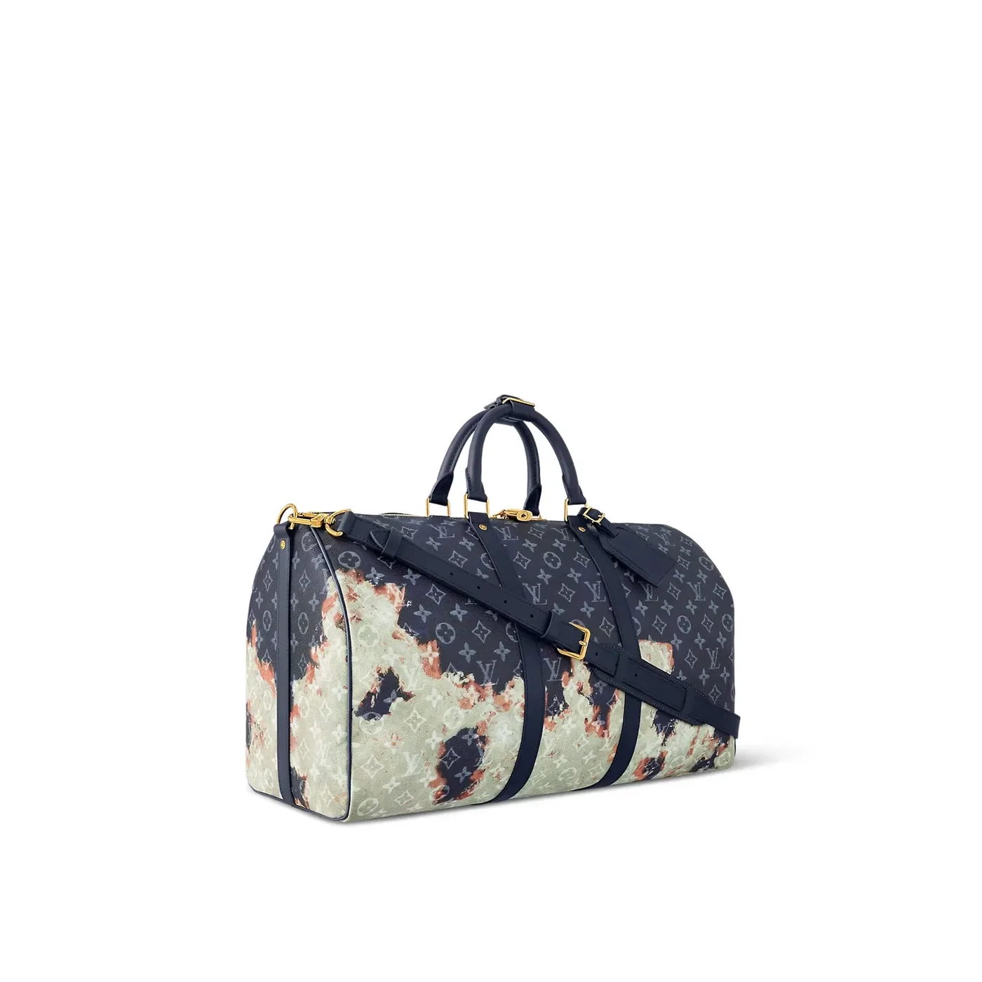 Louis Vuitton Keepall Bandouliere 50 Travel Bag in Ink Blue Gold Hardware