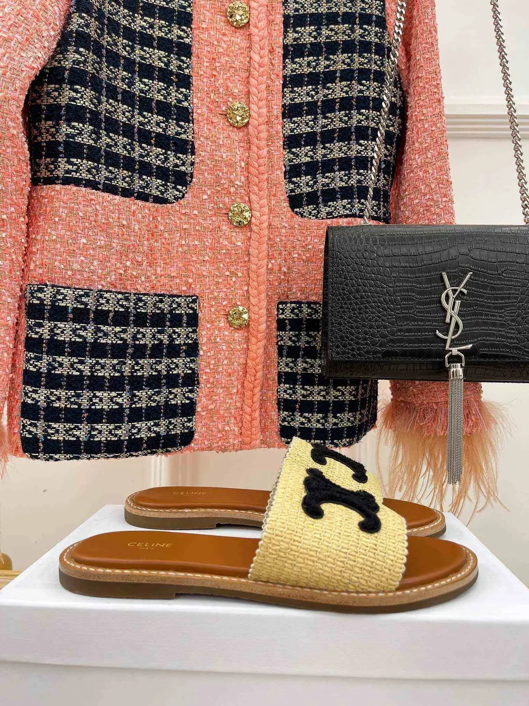 Celine Lympia Flat In Raffia Beige Celine Lympia Flat In Raffia Beige