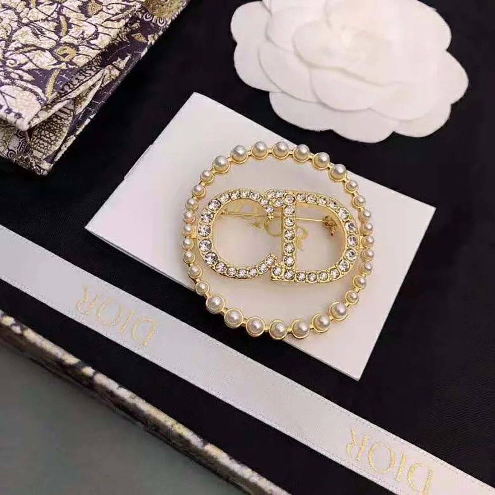Dior Clair D Llune Brooch White Resin Pearls and White Crystals for Women