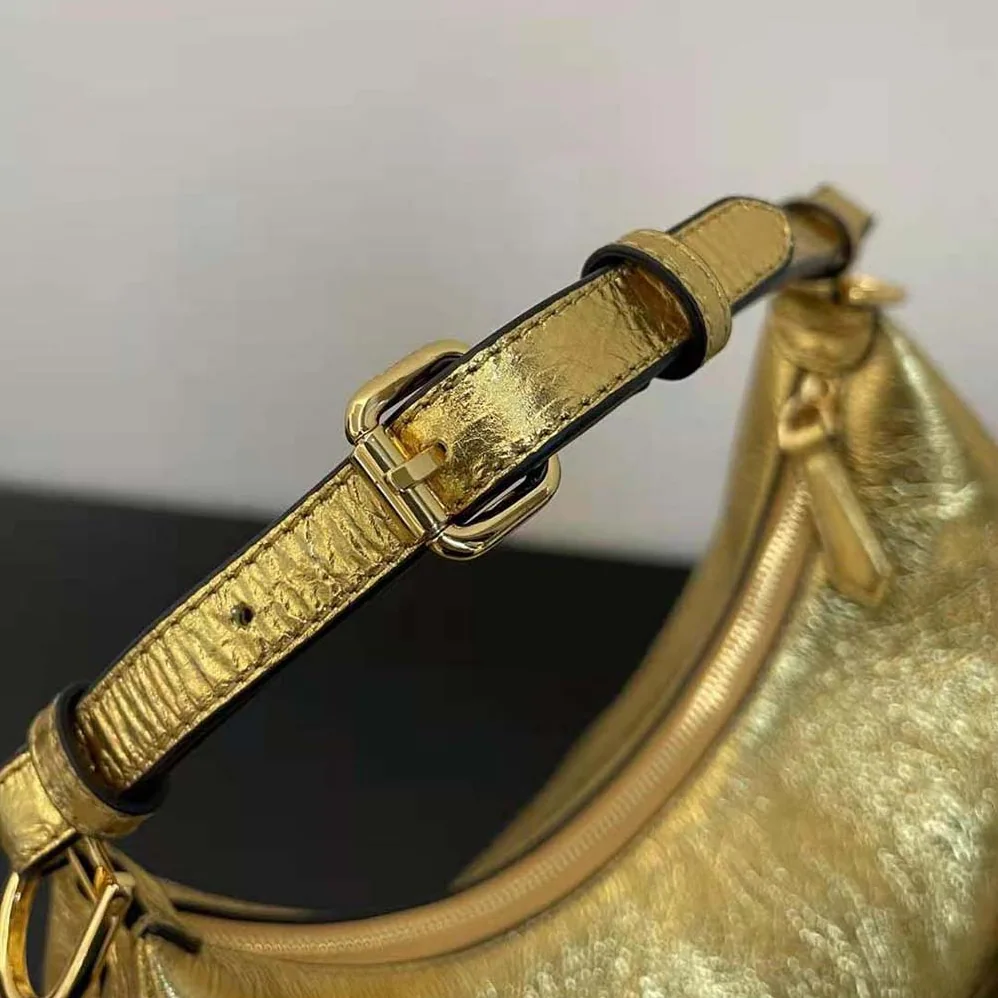 Fendi Fendigraphy Small Gold Laminated Leather Bag for Women