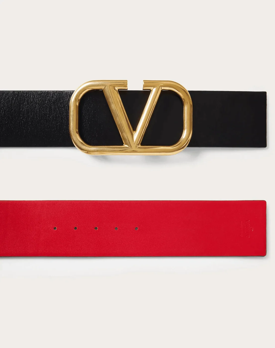 V Gold Buckle Leather Belt