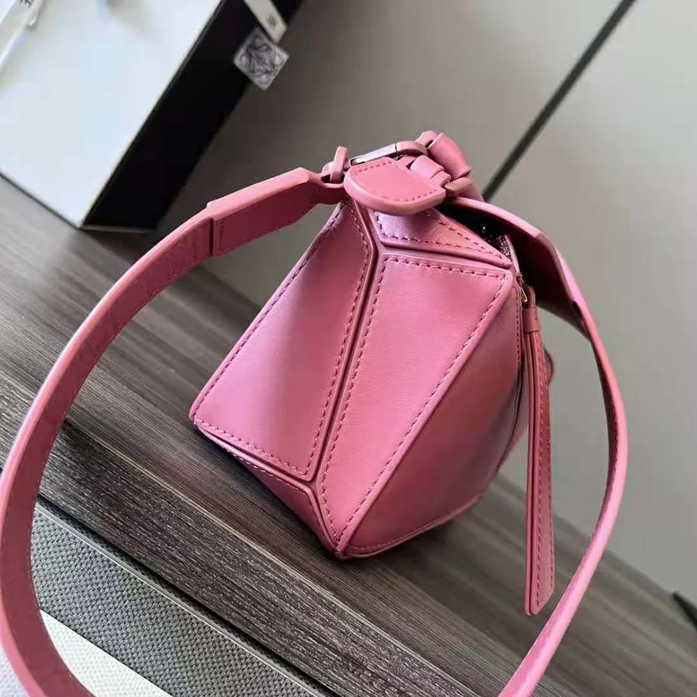 Loewe Mini Puzzle Bag in Satin Calfskin for Women in Pink Loewe Mini Puzzle Bag in Satin Calfskin for Women in Pink