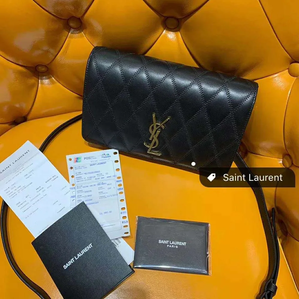 Saint Laurent YSL Angie Chain Bag Diamond-Quilted Lambskin for Women in Black Saint Laurent YSL Angie Chain Bag Diamond-Quilted Lambskin for Women in Black