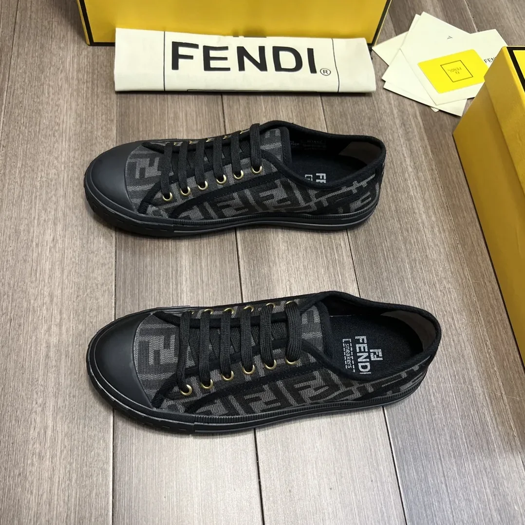 Fendi FD Domino Fabric Low-Tops Sneakers Black 7E1553AJZXF13I8