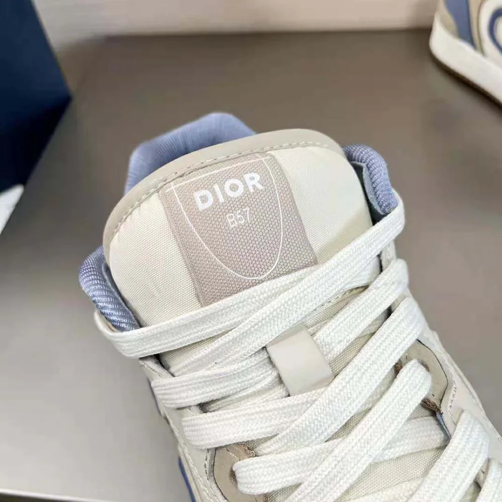 Dior B57 Mid-Top Sneaker Blue and Cream Smooth Calfskin and Beige Suede for Men