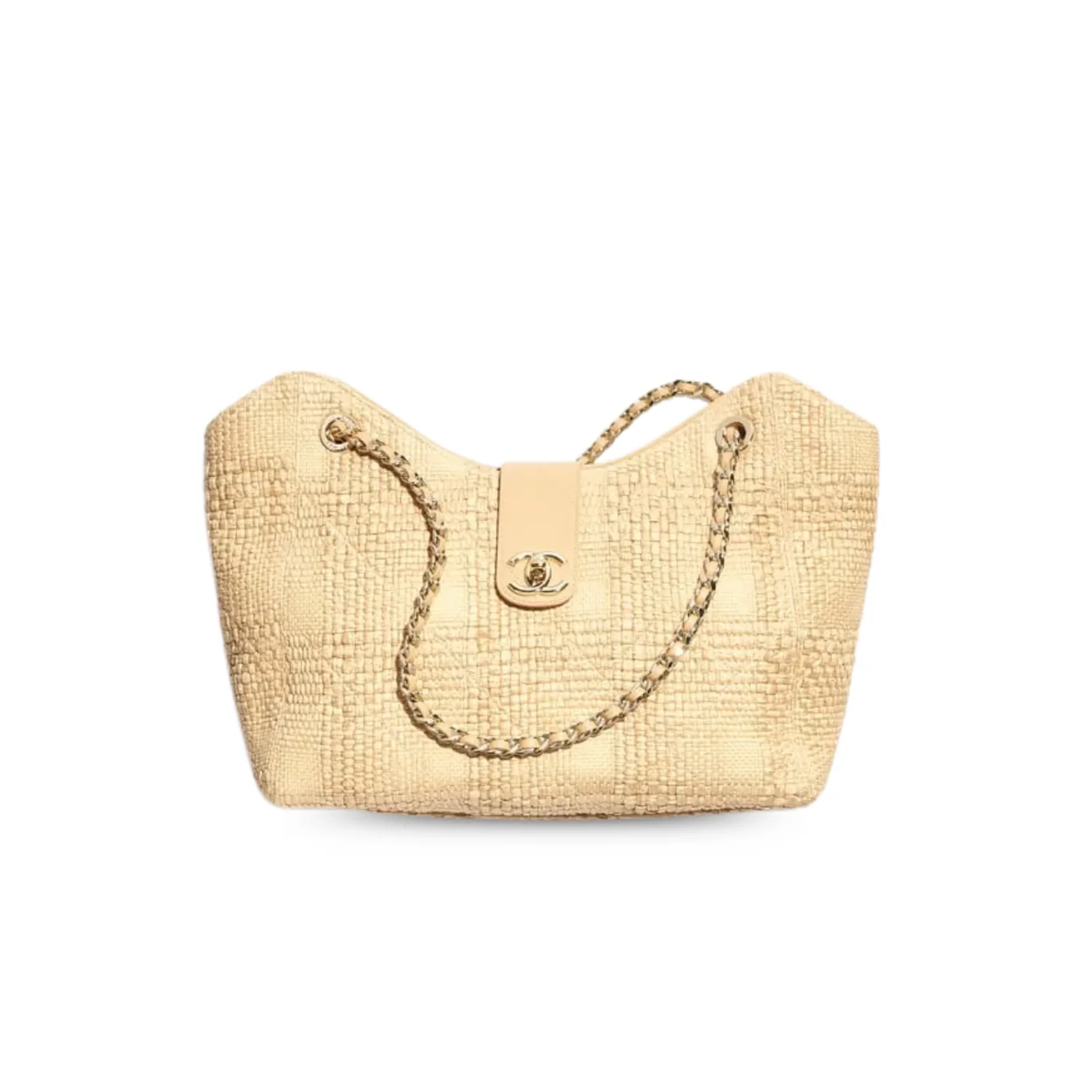 Chanel Shopping Tote Bag in Beige Raffia Gold Hardware