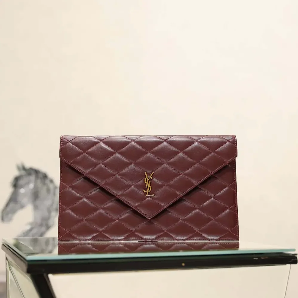 Saint Laurent YSL Paris Pouch In Lambskin Rouge Cabernet for Women Saint Laurent YSL Paris Pouch In Lambskin Rouge Cabernet for Women
