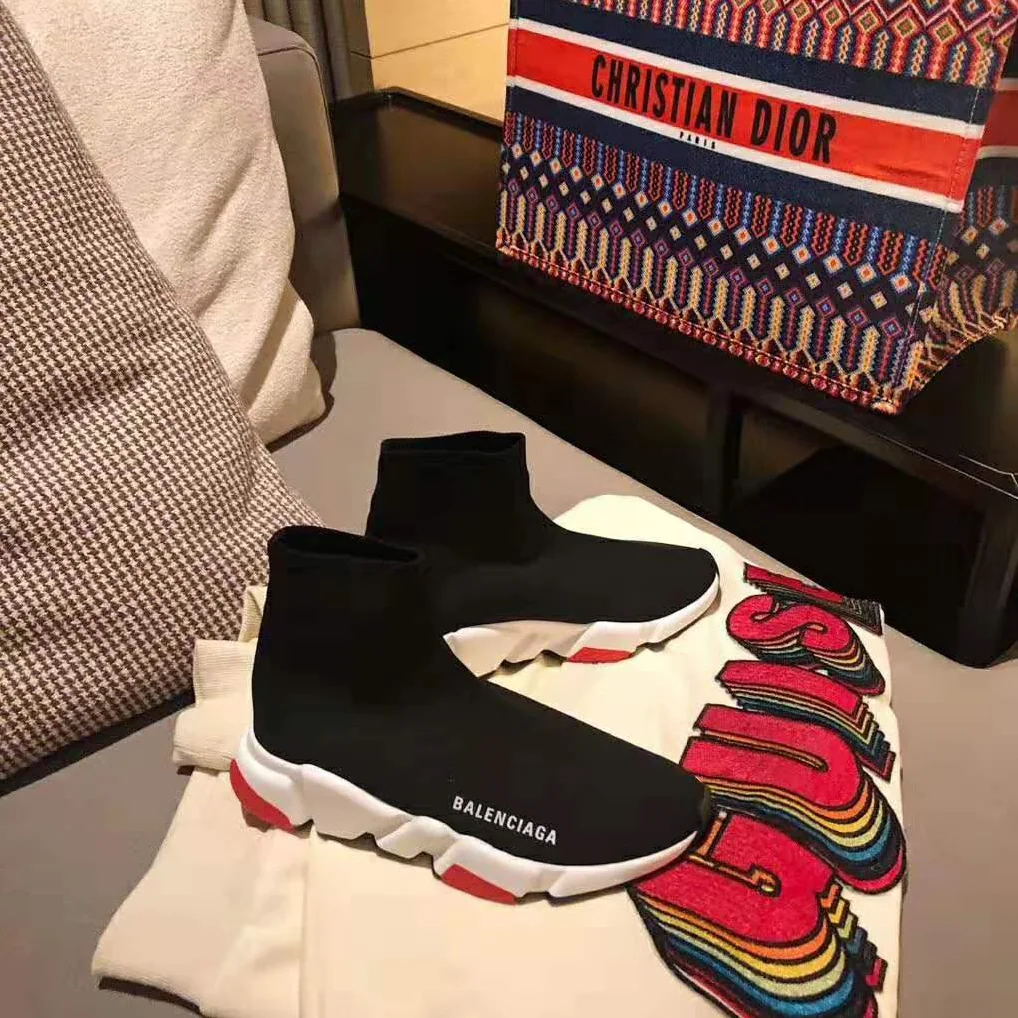 Balenciaga Speed Trainers in Knit and Balenciaga Logo for Women in Black Balenciaga Speed Trainers in Knit and Balenciaga Logo for Women in Black