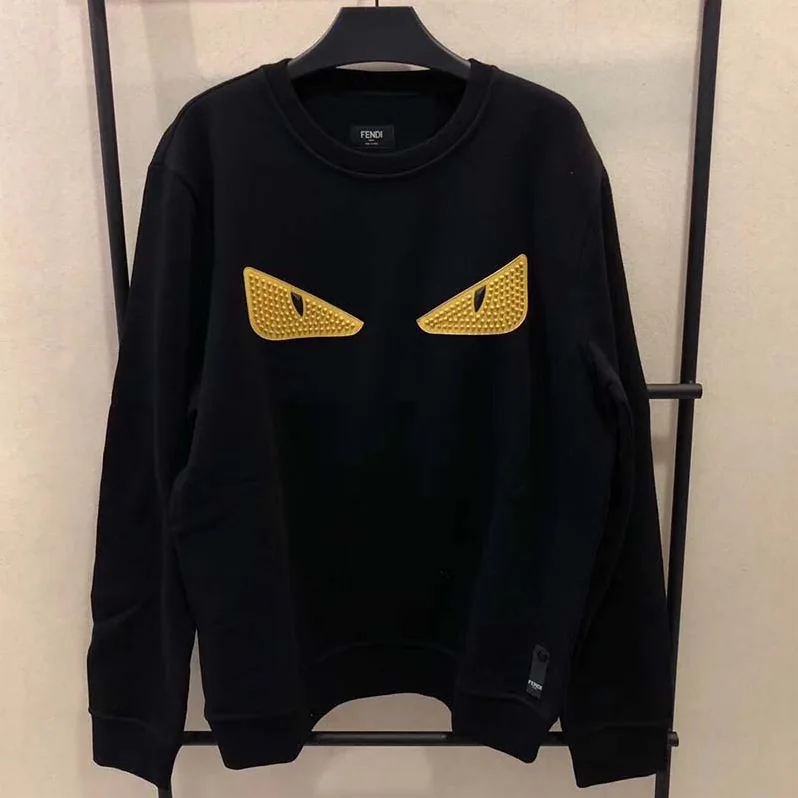 Fendi Black Wool and Cotton Sweatshirt for Men Fendi Black Wool and Cotton Sweatshirt for Men