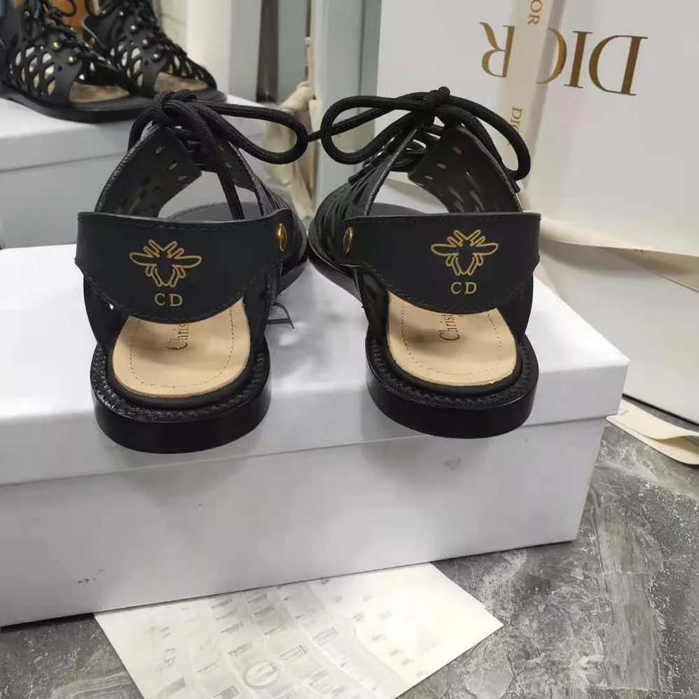 Dior D-Trap Sandal Black Matte Calfskin for Women Dior D-Trap Sandal Black Matte Calfskin for Women