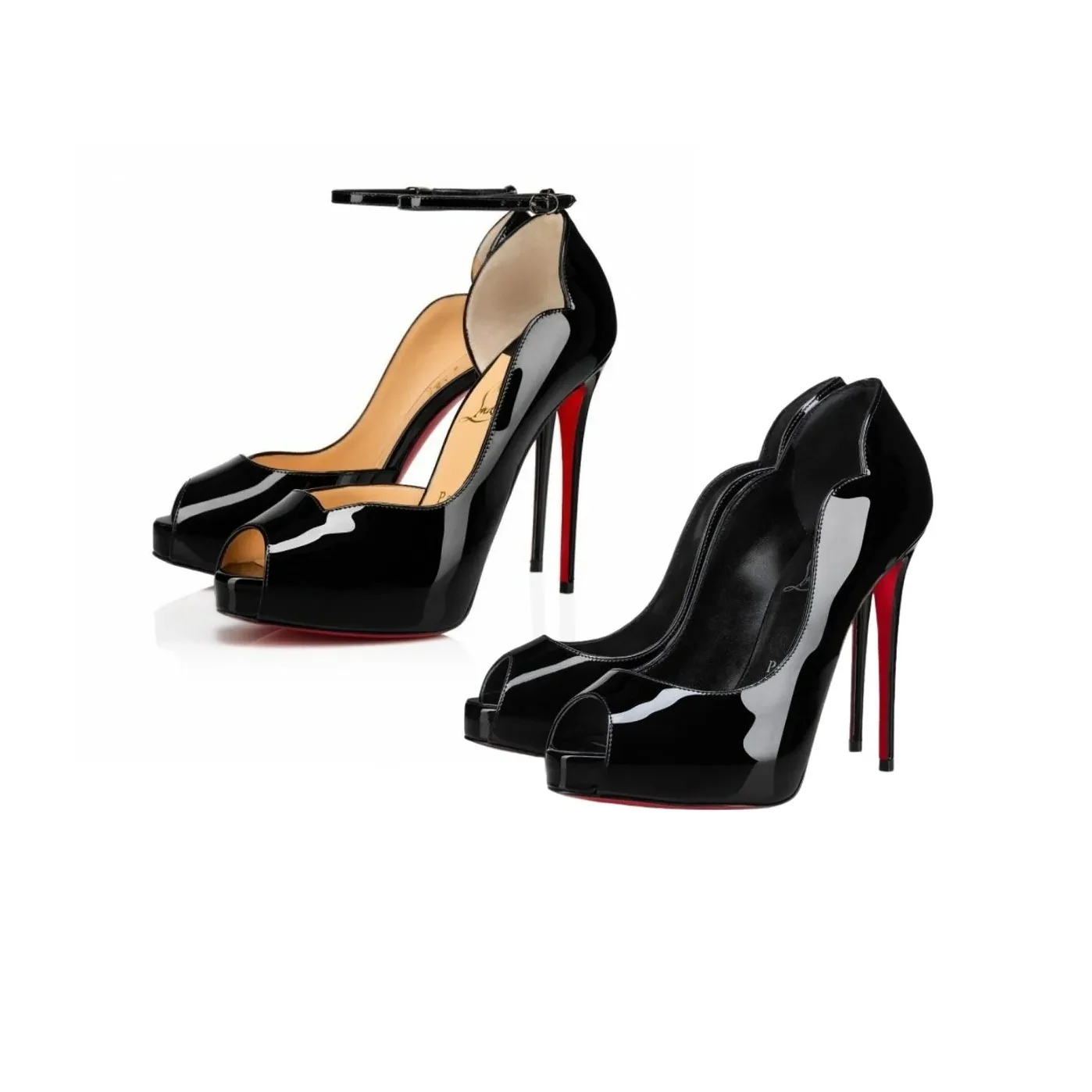 Christian Louboutin Set: Patent Leather D'Orsay Pumps + Hot Chick Alta Black Christian Louboutin Set: Patent Leather D'Orsay Pumps + Hot Chick Alta Black
