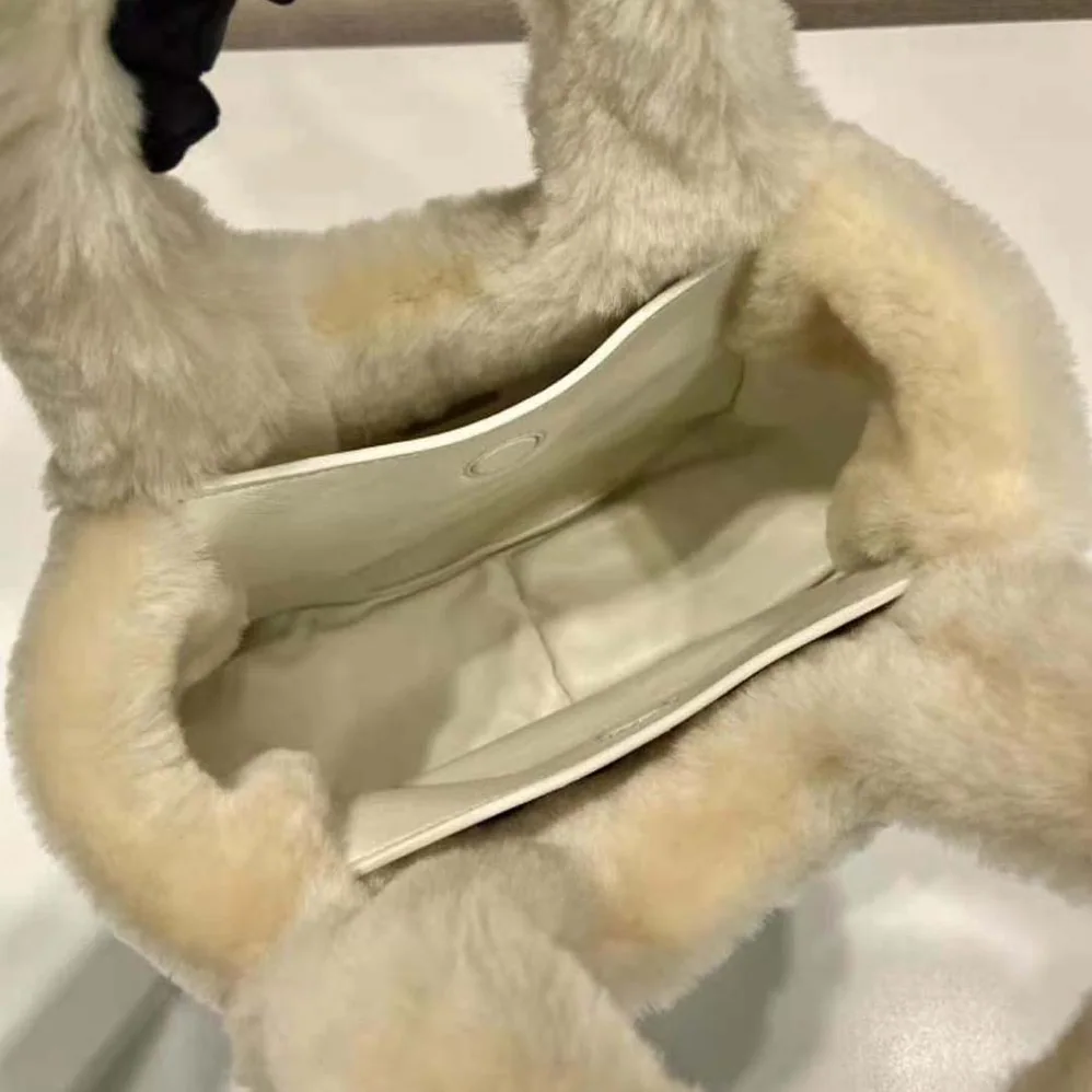 Prada Shearling Mini Handbag for Women in Beige Prada Shearling Mini Handbag for Women in Beige