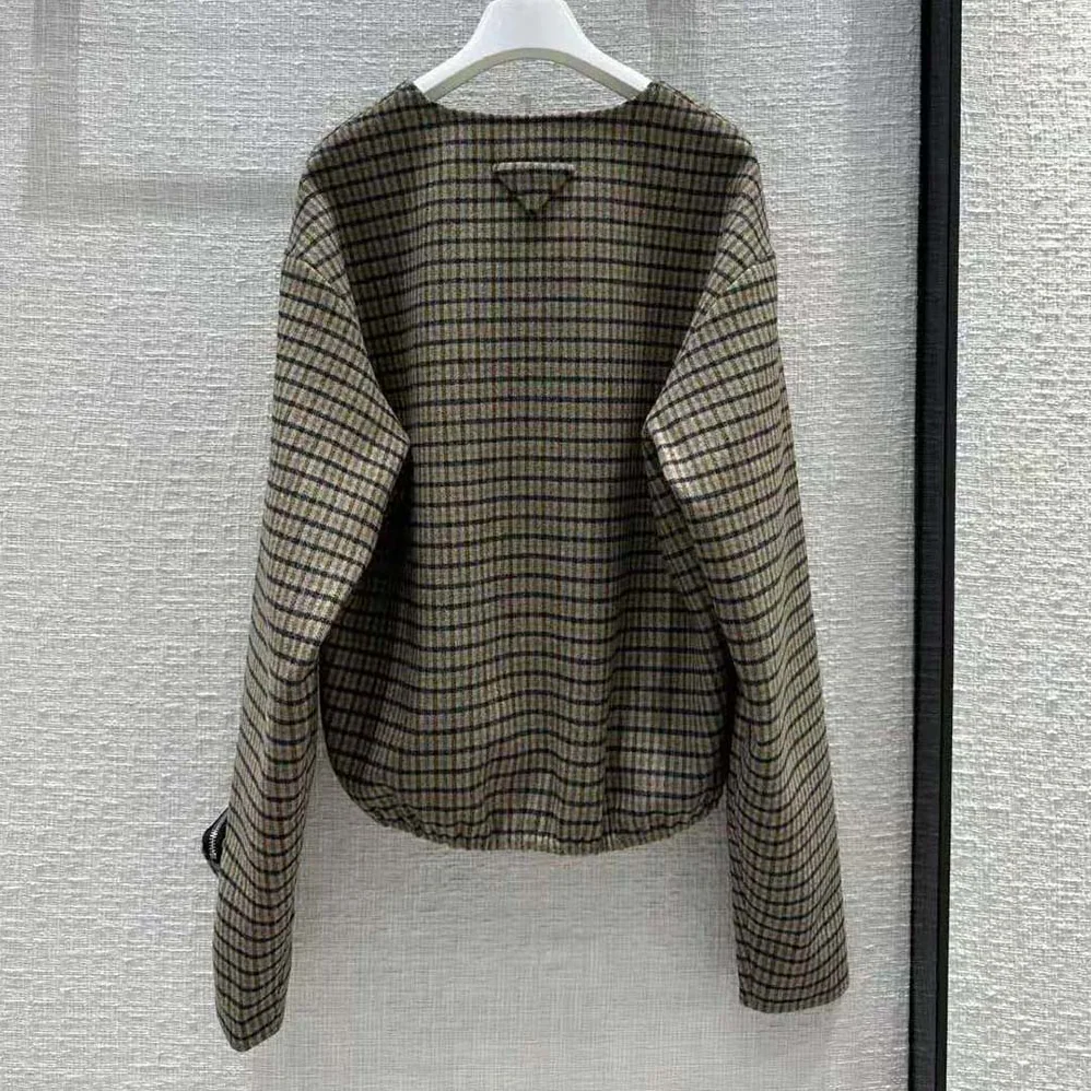 Prada Cashgora Check Top with Triangle logo for Women Prada Cashgora Check Top with Triangle logo for Women