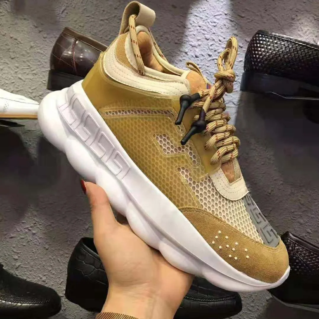 Versace Chain Reaction Sneakers for Men in Gold Versace Chain Reaction Sneakers for Men in Gold