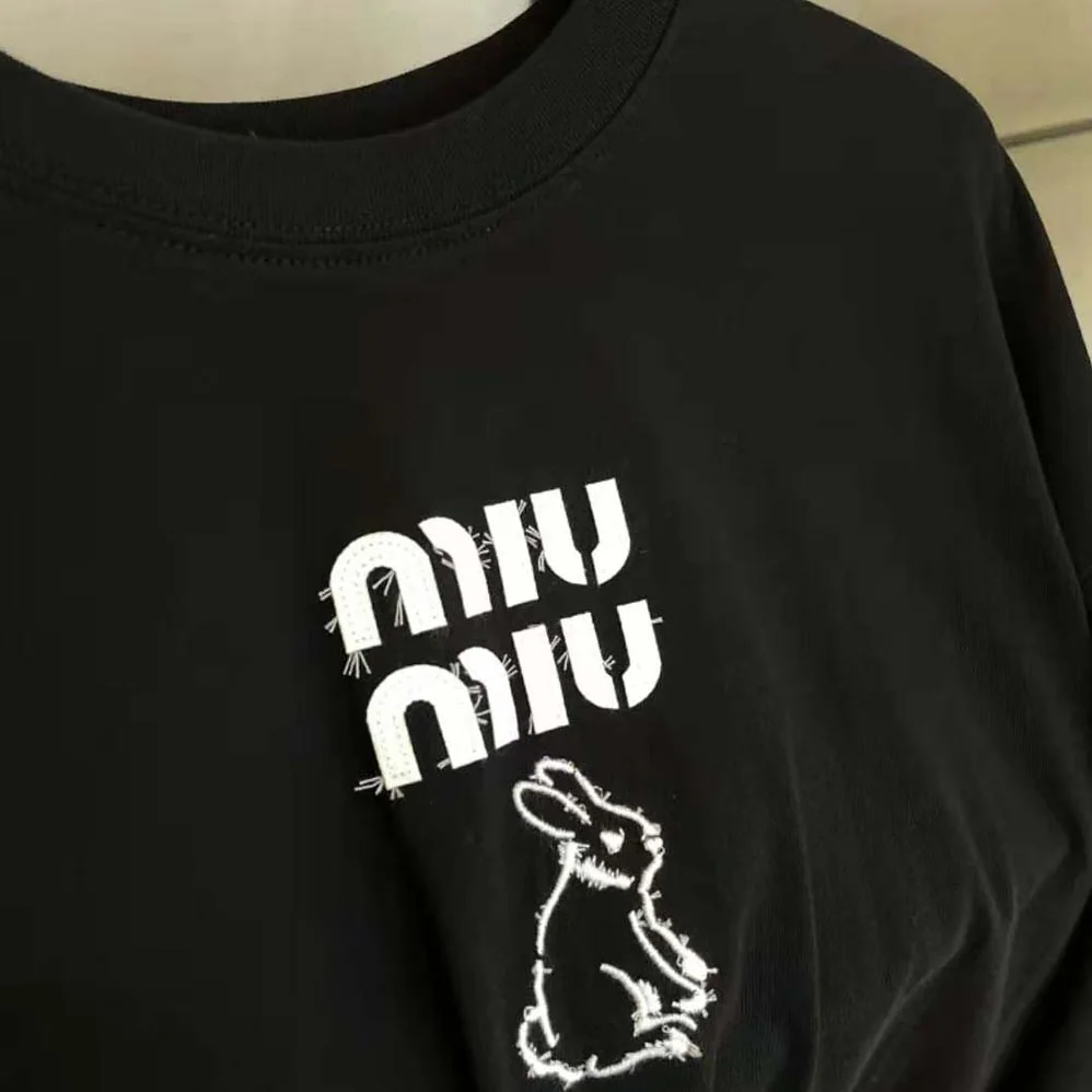 Miu Miu Cotton T for Women in shirt with Embroidered Logo Miu Miu Cotton T for Women in shirt with Embroidered Logo