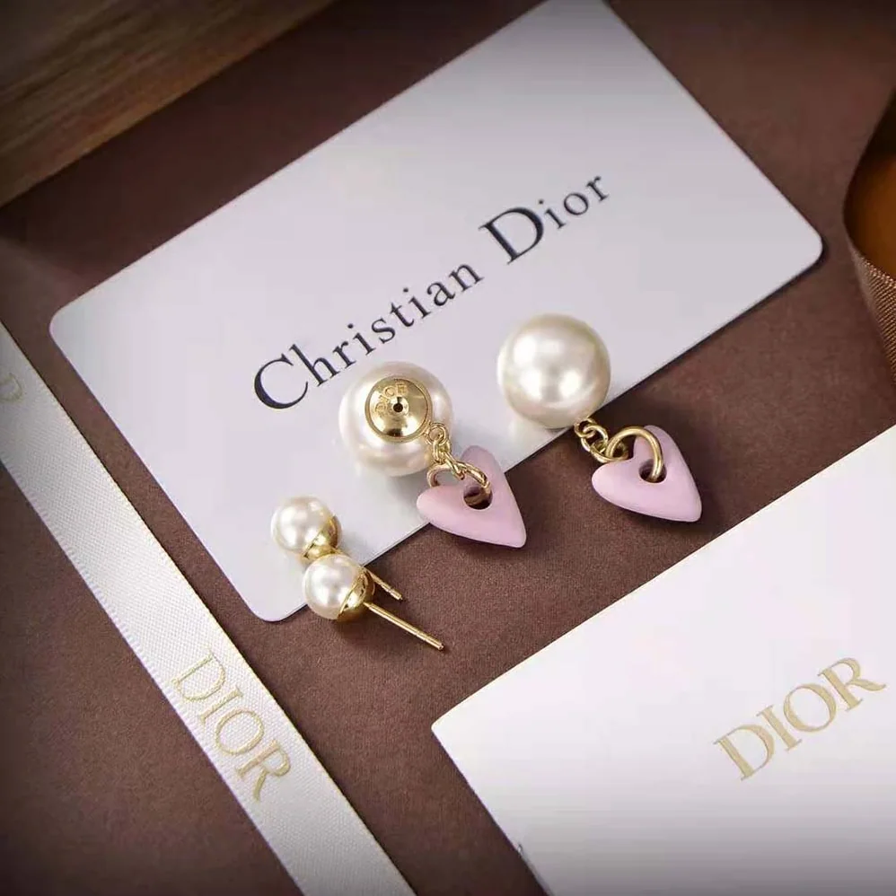 Dior Tribales Earrings Gold-Finish Metal and with Pink Glass for Women