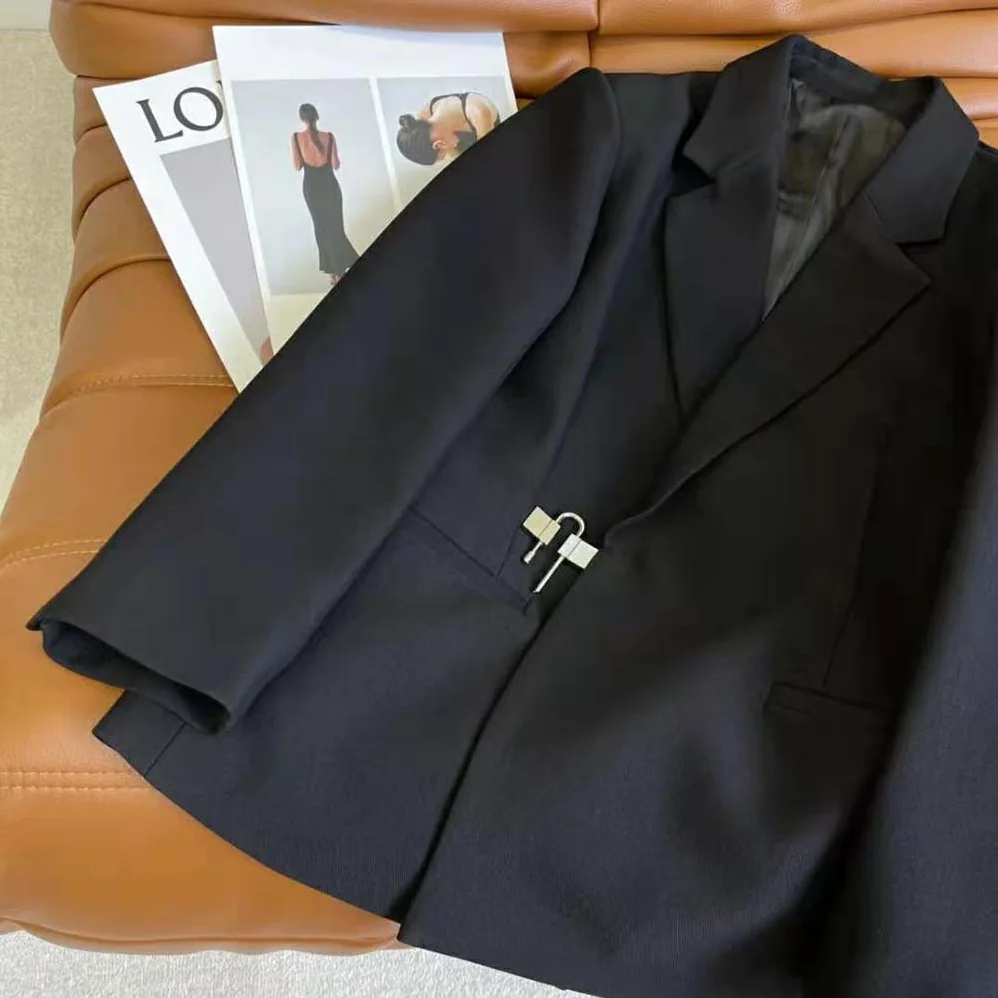 Givenchy Jacket in Lightweight Wool with Padlock for Women in Black Givenchy Jacket in Lightweight Wool with Padlock for Women in Black