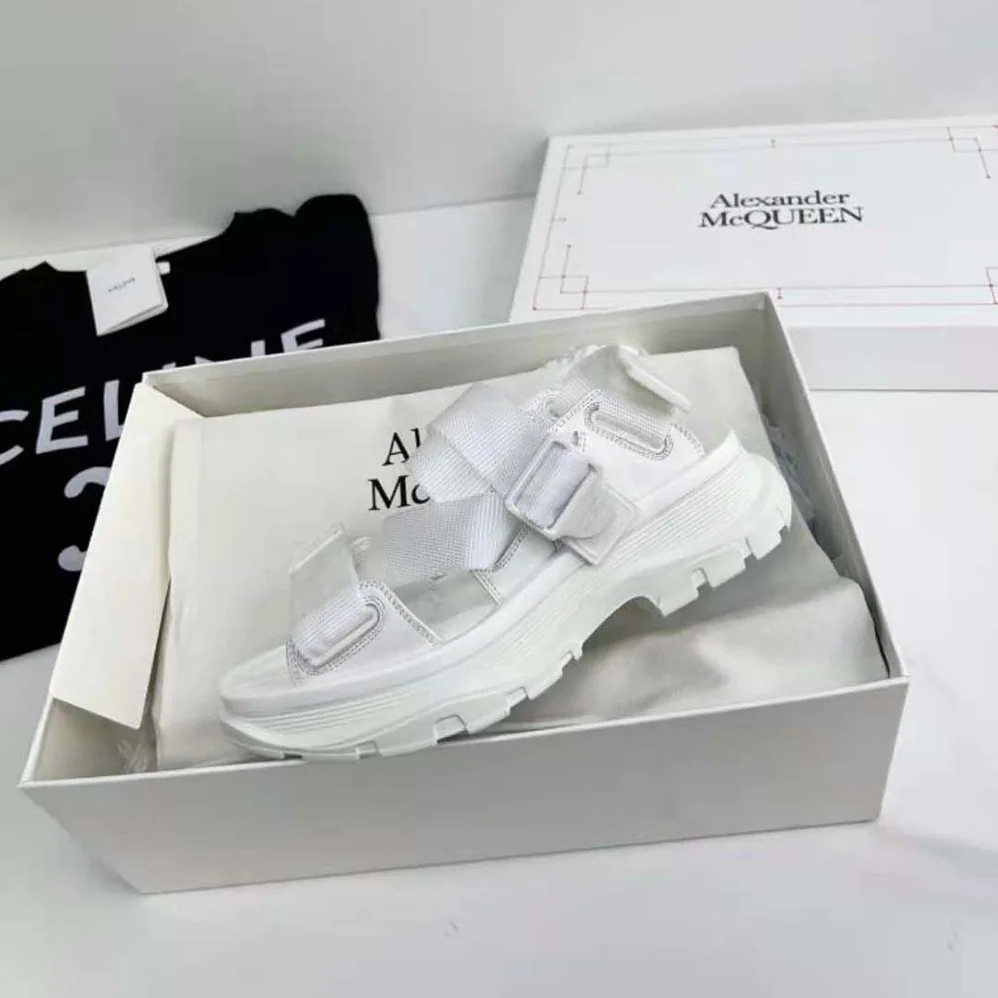 Alexander Mcqueen Tread Sandal in Ivory for Women in White Alexander Mcqueen Tread Sandal in Ivory for Women in White