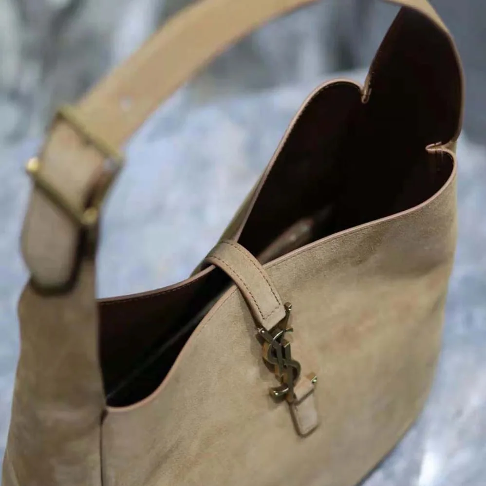 Saint Laurent YSL Le 5 à 7 Supple Small in Suede for Women in Brown Saint Laurent YSL Le 5 à 7 Supple Small in Suede for Women in Brown
