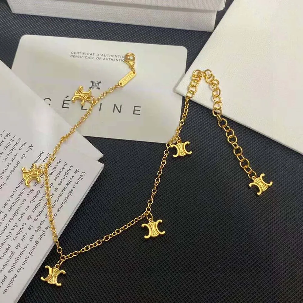 Celine Triomphe Mini Triomphe Bracelet in Brass with Gold Finish for Women
