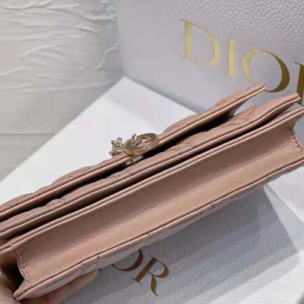 Dior Lady Dior Top Handle Clutch Rose Des Vents Cannage Lambskin for Women Dior Lady Dior Top Handle Clutch Rose Des Vents Cannage Lambskin for Women