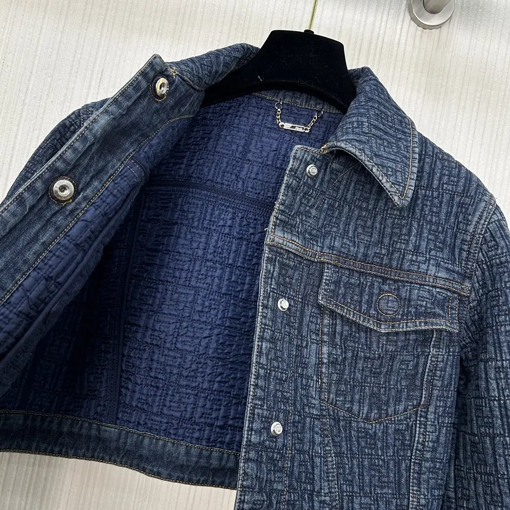 Fendi Dark Blue FF Denim Jacket for Women Fendi Dark Blue FF Denim Jacket for Women