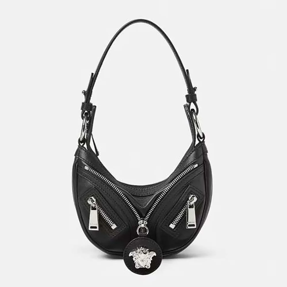 Versace Repeat Mini Hobo Bag for Women in Black