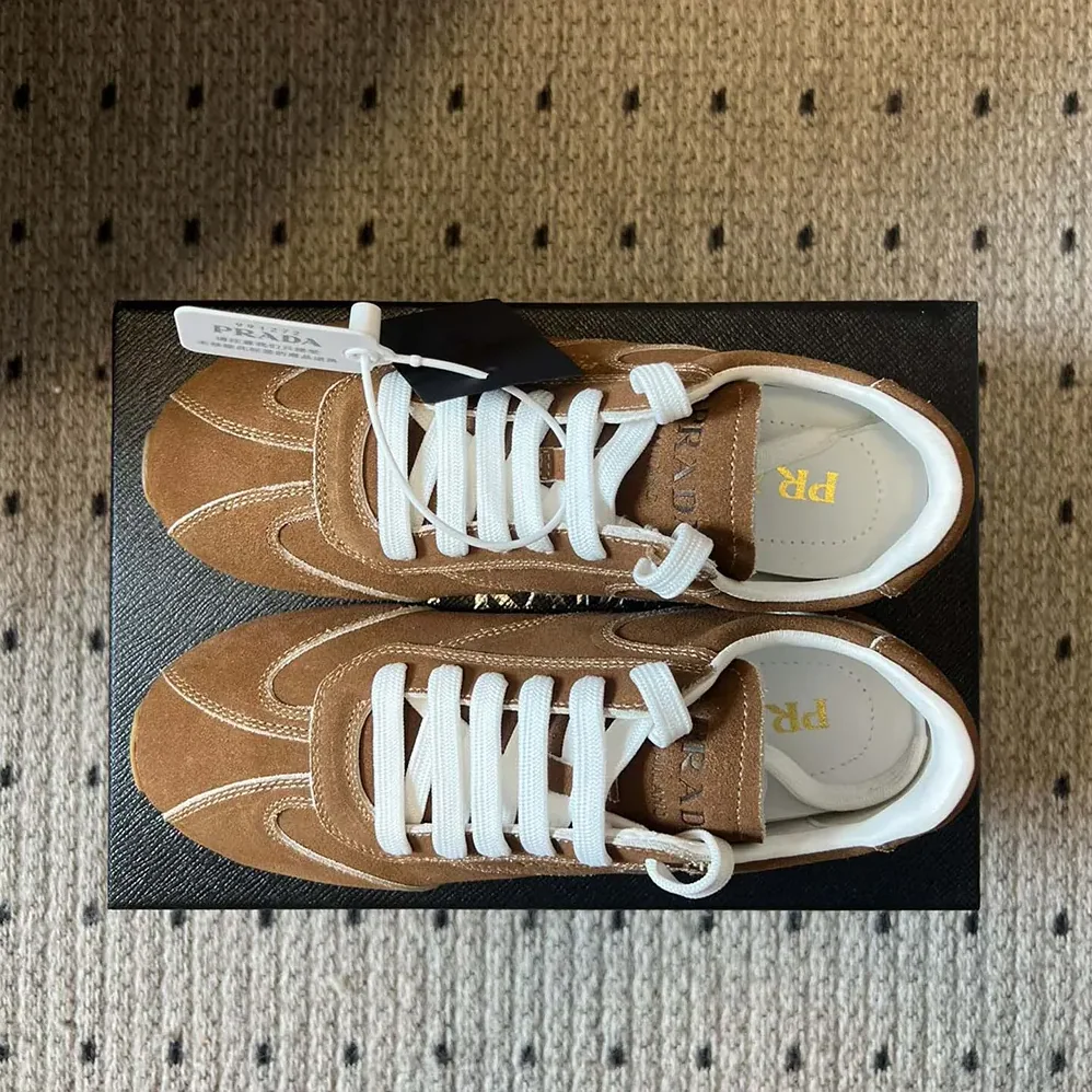 Prada Suede Sneakers with Leather Inserts for Unisex