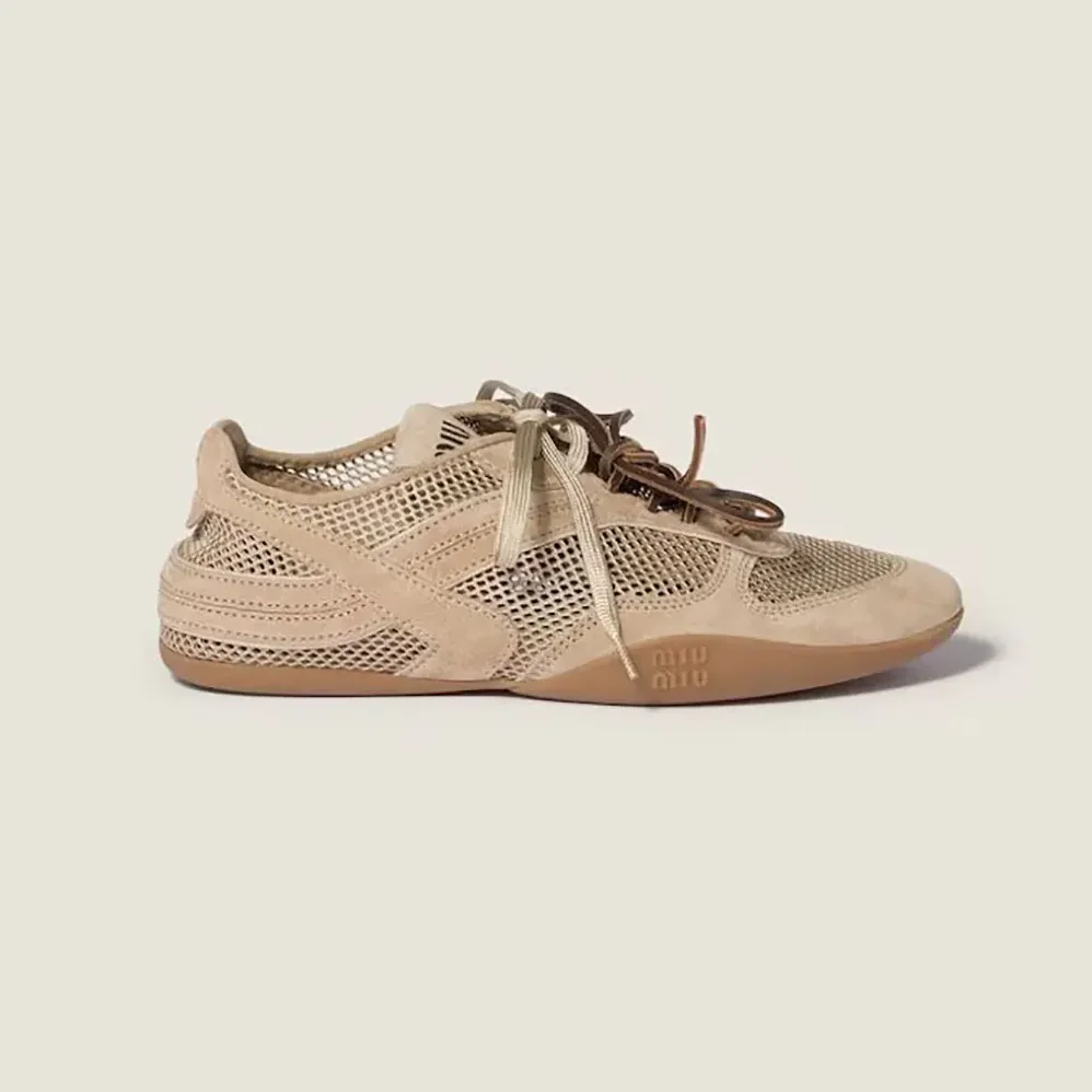 Miu Miu Gymnasium Mesh and Suede Sneakers for Women Miu Miu Gymnasium Mesh and Suede Sneakers for Women