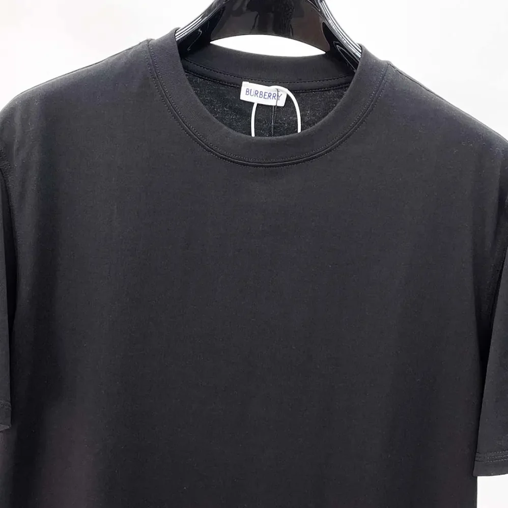 Burberry Check Label Cotton T-shirt for Women in Black
