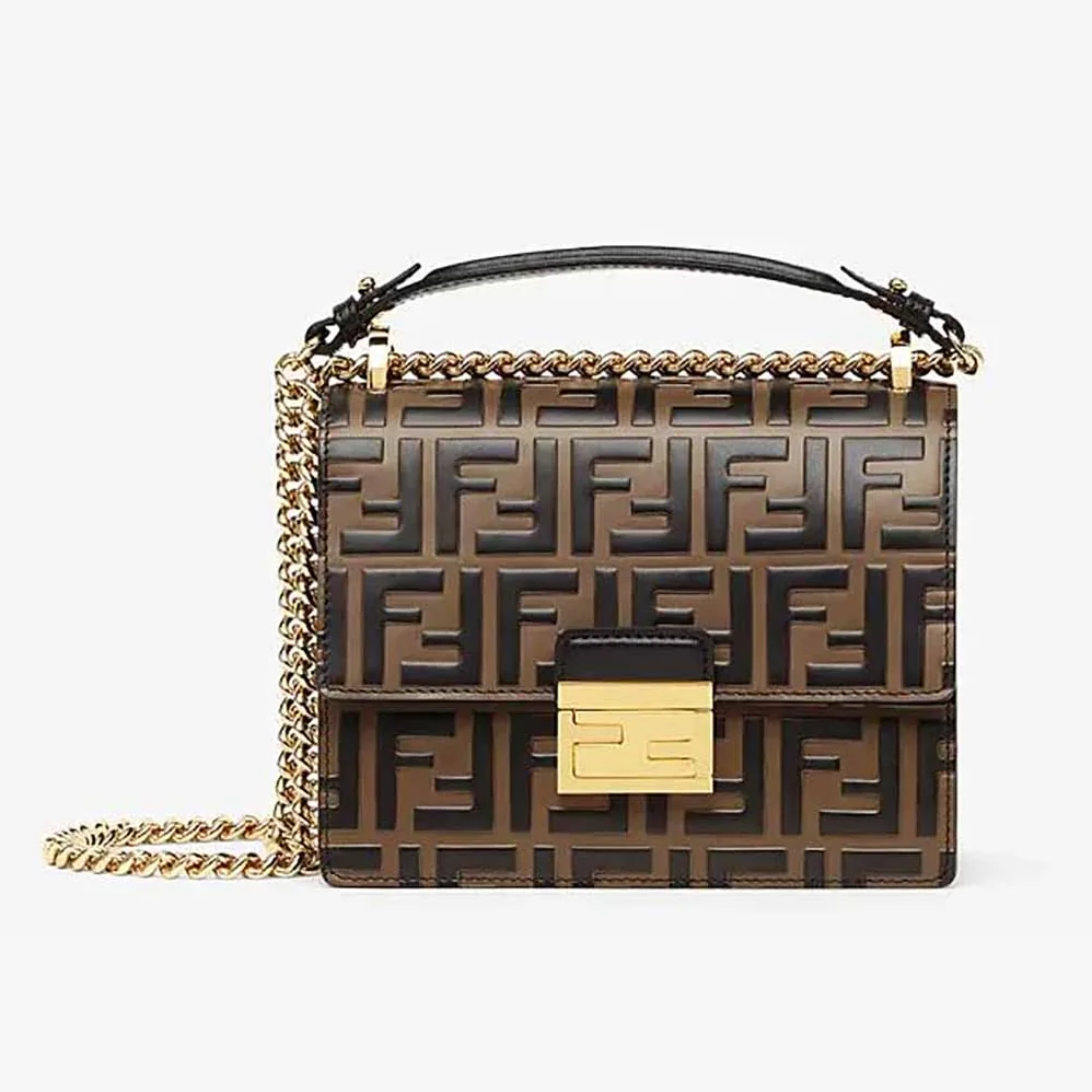 Fendi Kan U Small Brown Leather Mini for Women in Bag