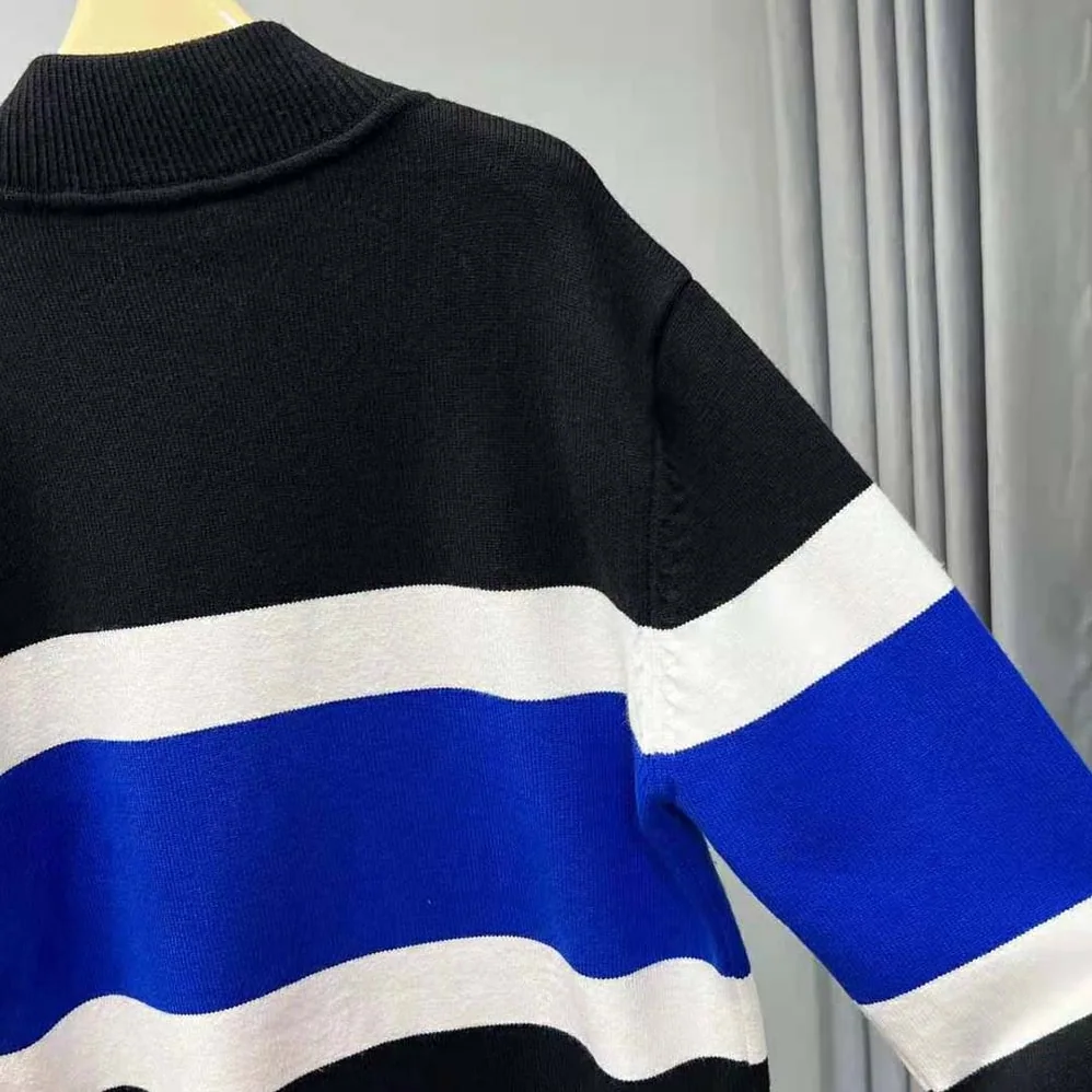 Burberry Logo Graphic Striped Wool Blend Bomber Jacket for Women
