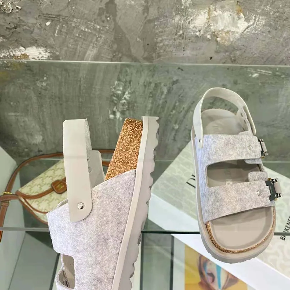Dior Dior by Birkenstock Milano Sandal Dior Gray Felted Wool and Nubuck Calfskin for Men
